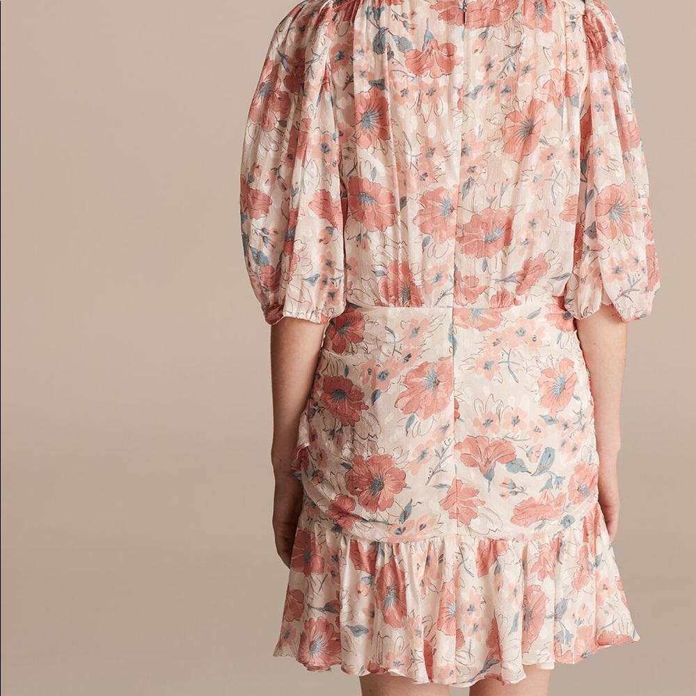 Rebecca Taylor silk pink, coral floral Amelie Fleur Wrap Dress - Picture 2 of 6